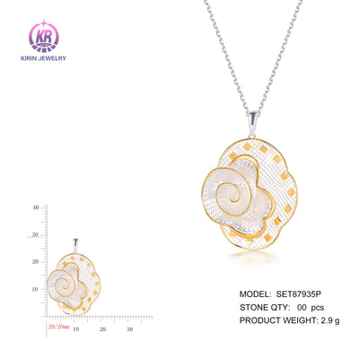 925 silver pendant with 2-tone plating rhodium and 14K gold SET87935P Kirin Jewelry