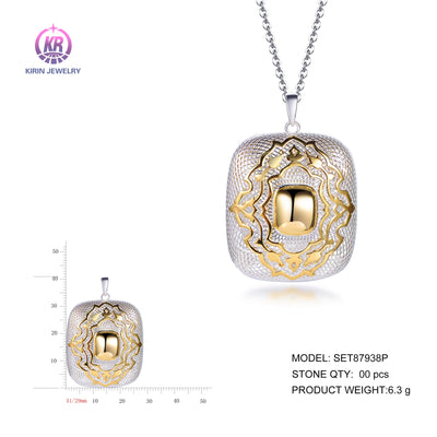 925 silver pendant with 2-tone plating rhodium and 14K gold SET87938P Kirin Jewelry