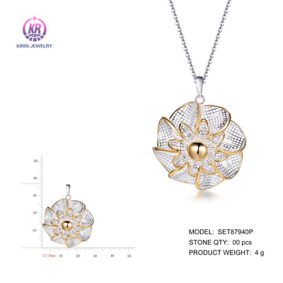 925 silver pendant with 2-tone plating rhodium and 14K gold SET87940P Kirin Jewelry