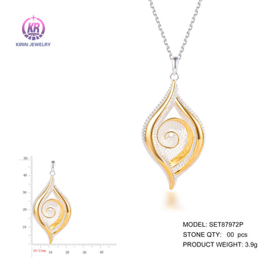 925 silver pendant with 2-tone plating rhodium and 14K gold SET87972P Kirin Jewelry