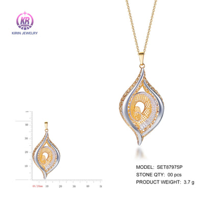 925 silver pendant with 2-tone plating rhodium and 14K gold SET87975P Kirin Jewelry