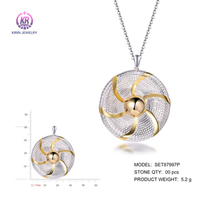 925 silver pendant with 2-tone plating rhodium and 14K gold SET87997P Kirin Jewelry