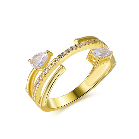 925 sterling silver diamond ring 5a pear zircon rings women 18k gold plated ring Kirin Jewelry