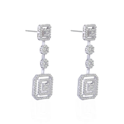 925 sterling silver earrings trendy women jewelry square shaped 5a cubic zirconia earrings dangle earrings Kirin Jewelry