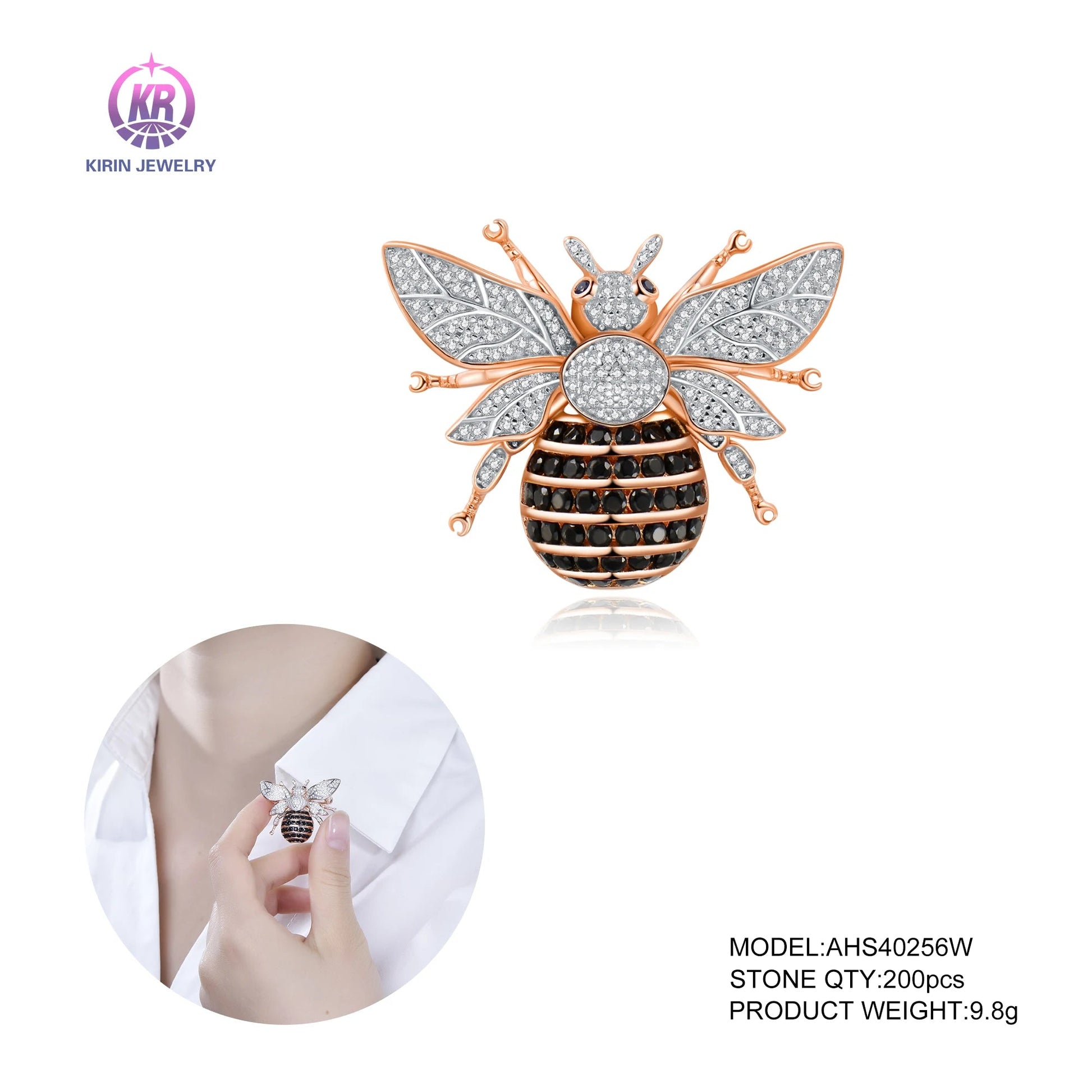 925 sterling silver invisible setting pink rhinestone brooch wholesale fashion unique brooches personalized premium brooch Kirin Jewelry