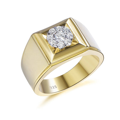 925 sterling silver mens diamond ring 14k gold men ring waterproof diamond real 18k gold pear shape genuine gold diamond ring Kirin Jewelry