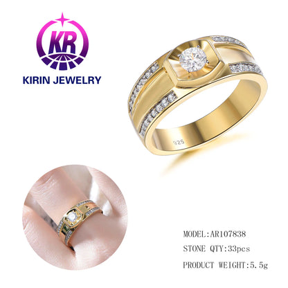 Wholesale 925 Silver Gold Plated Brilliant Round Cut CZ Unique Diamond Engagement Rings