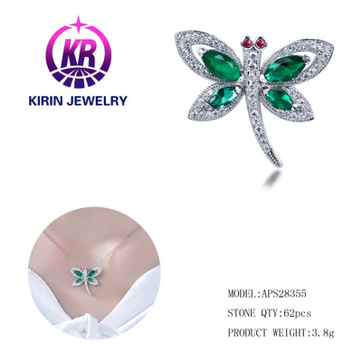 Butterfly Wedding Jewelry Clavicle Chains Green Spniel & 5# Ruby & 3A White Cubic Zirconia Necklace Couple Pendant Necklace Kirin Jewelry