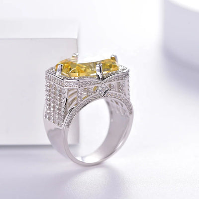Classic Jewelry Women Gemstone Fashion 925 Sterling Silver Natural Garnet Citrine Rings CZ Diamond Ring Kirin Jewelry