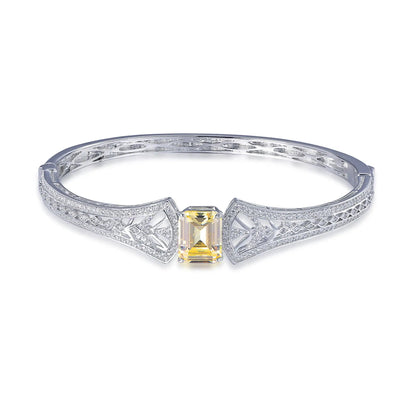 Classic yellow crystal stone special design 925 sterling silver bangle elegant women bangle Kirin Jewelry