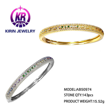 Custom 925 Silver CZ & Corundum & Spinel Colorful Bangle Bracelets