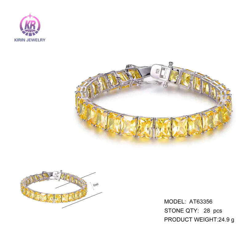 Custom 925 Silver Cubic Zircon Lab Created Citrine Tennis Bracelet​ for Women