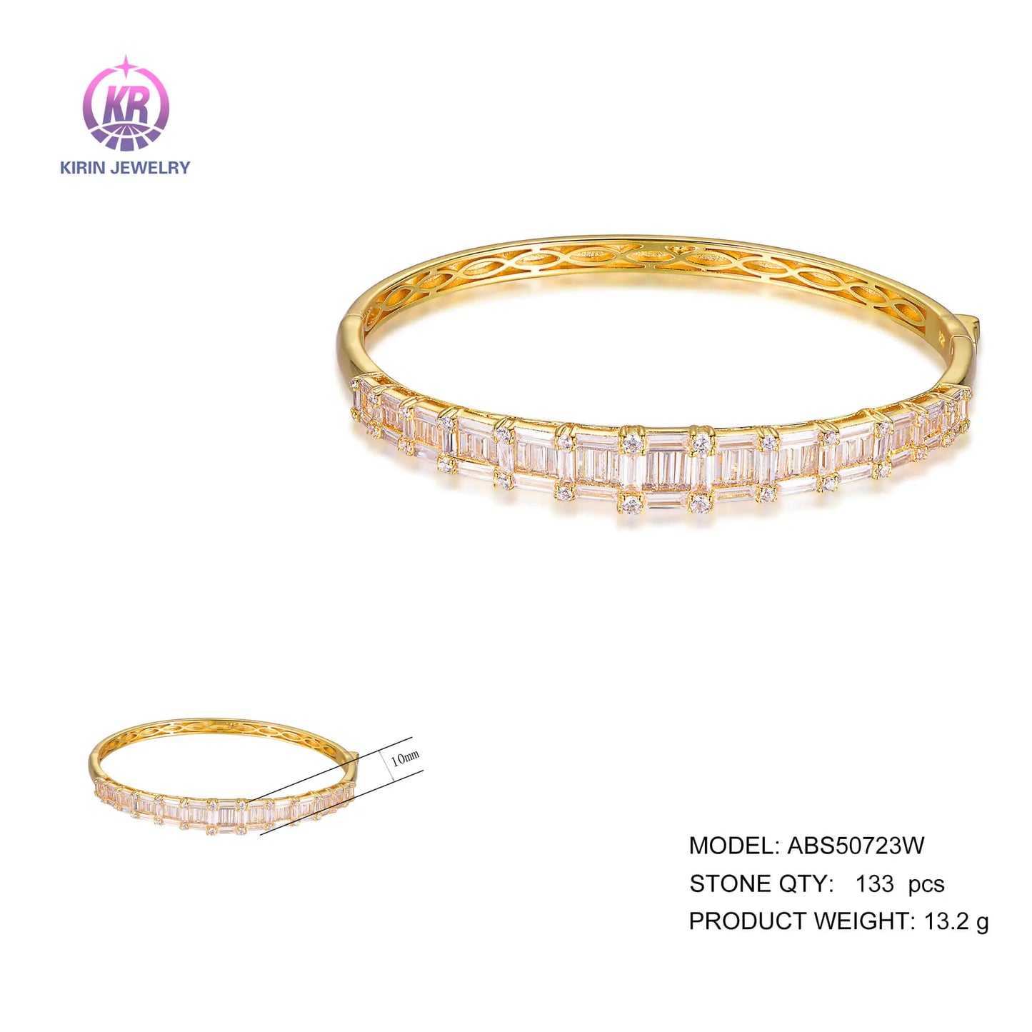 Custom 925 Silver Gold Plated CZ Simulated Diamond Tennis Bangle