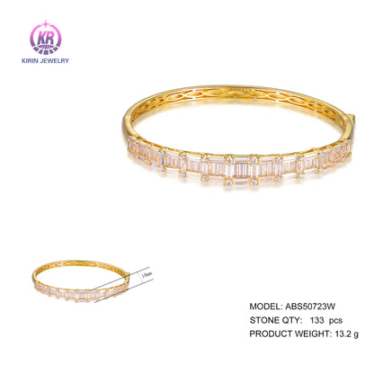 Custom 925 Silver Gold Plated CZ Simulated Diamond Tennis Bangle