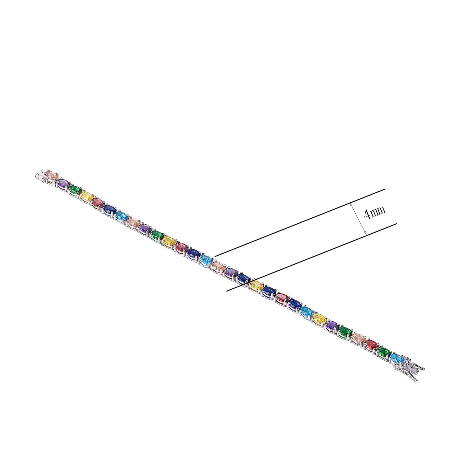 Custom 925 Silver Mulit-Color Rainbow Gemstone Tennis Bracelet