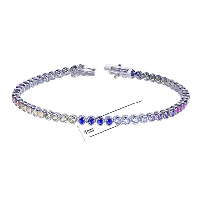 Custom 925 Silver Multicolor Gem Tennis Bracelet