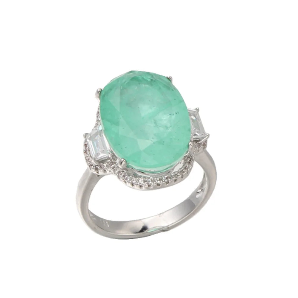 Custom 925 Silver Oval Cut Square Cut Cubic Zirconia Simple Engagement Ring