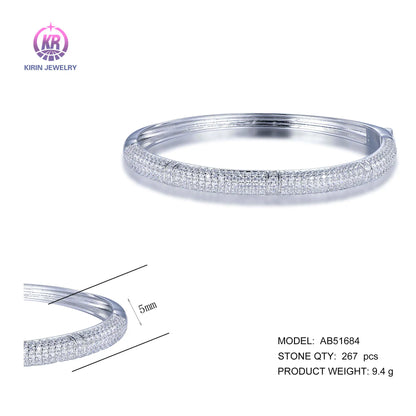 Custom 925 Silver Paved Cubic Zirconia Lab Diamond Bangles for Women