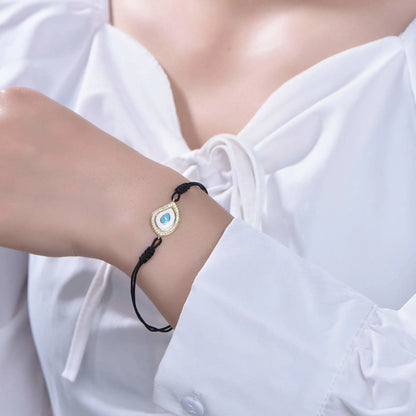 Custom Adjustable Sliding Knot String Dainty Evil Eye Bracelet for Women