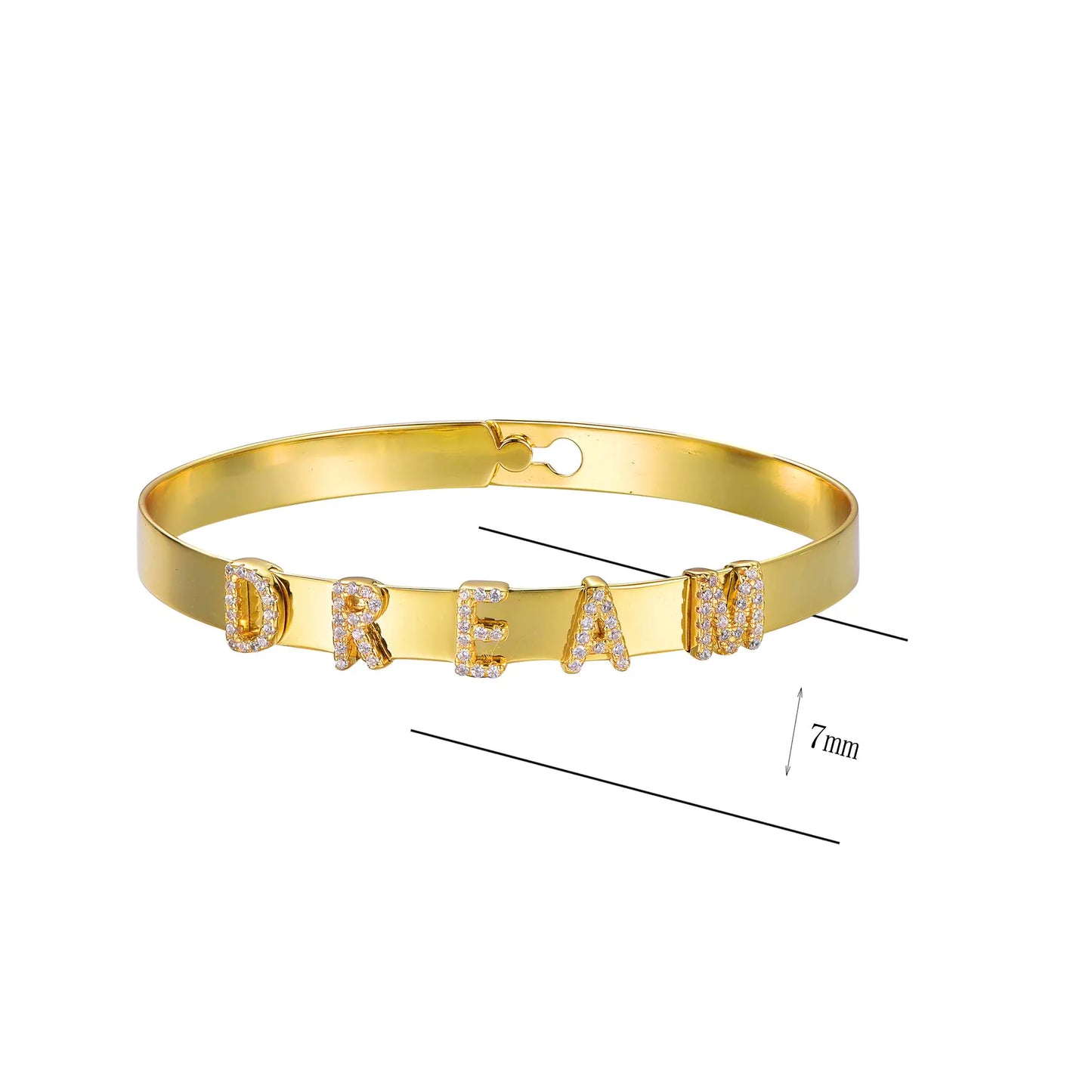 Custom Gold Plated Breathe Metal Hinge Message Bangle Bracelets