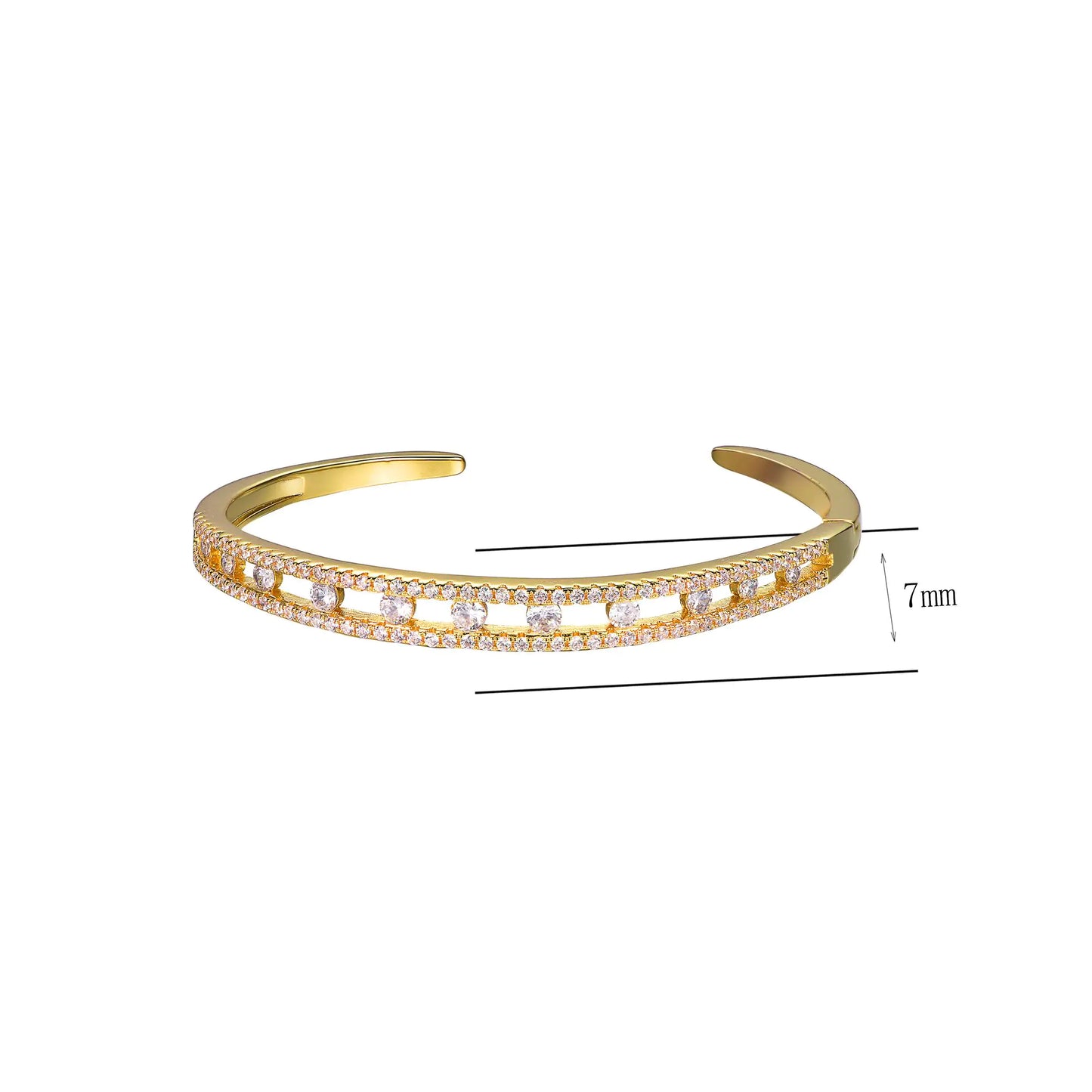 Custom Gold Plated CZ Hollow Design Open Bangle Bracelets