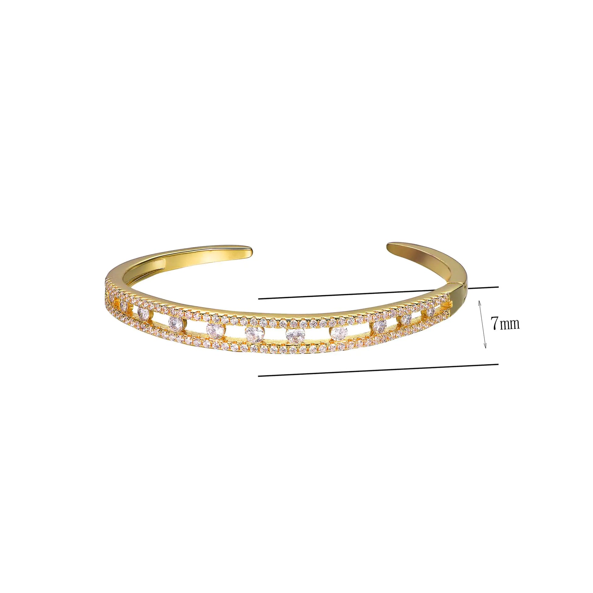 Custom Gold Plated CZ Hollow Design Open Bangle Bracelets