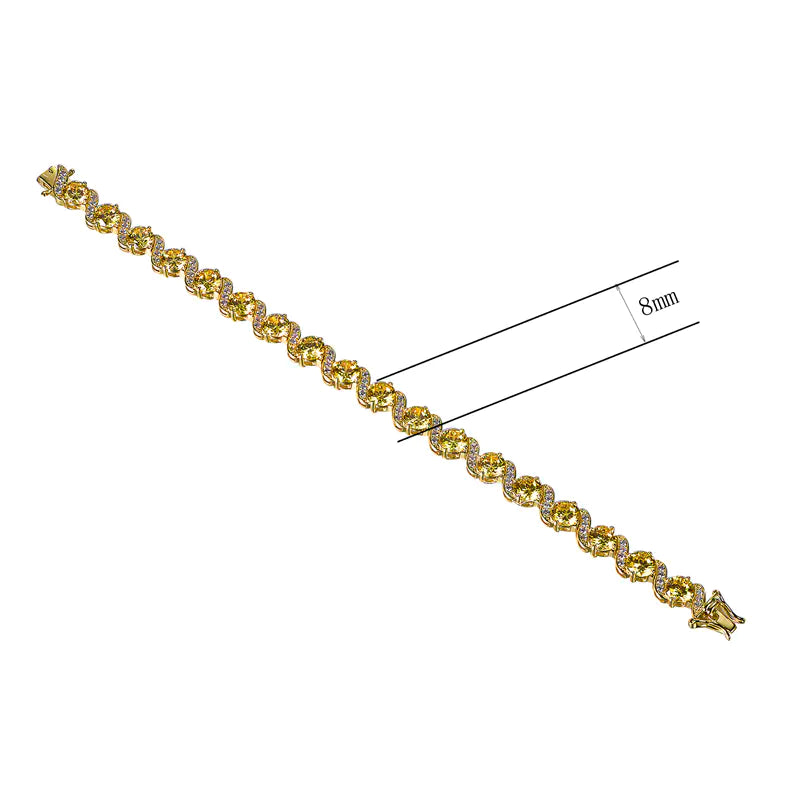 Custom Gold Plated CZ Iced Out Citrine Tennis Bracelet