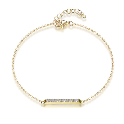 Custom Gold Plated CZ Simple Adjustable Personalized Bar Bracelet