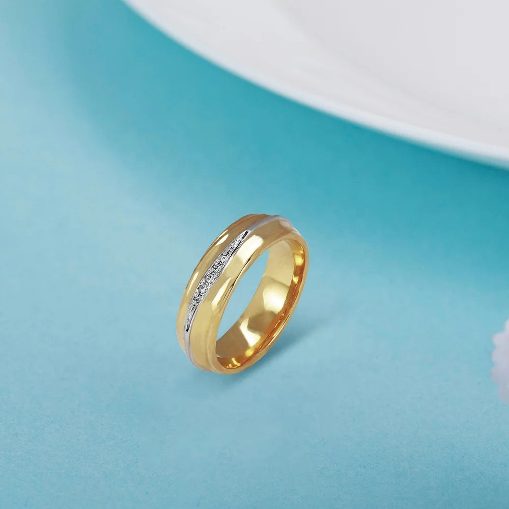 Custom Gold Plated CZ Simple Band Engagement Rings