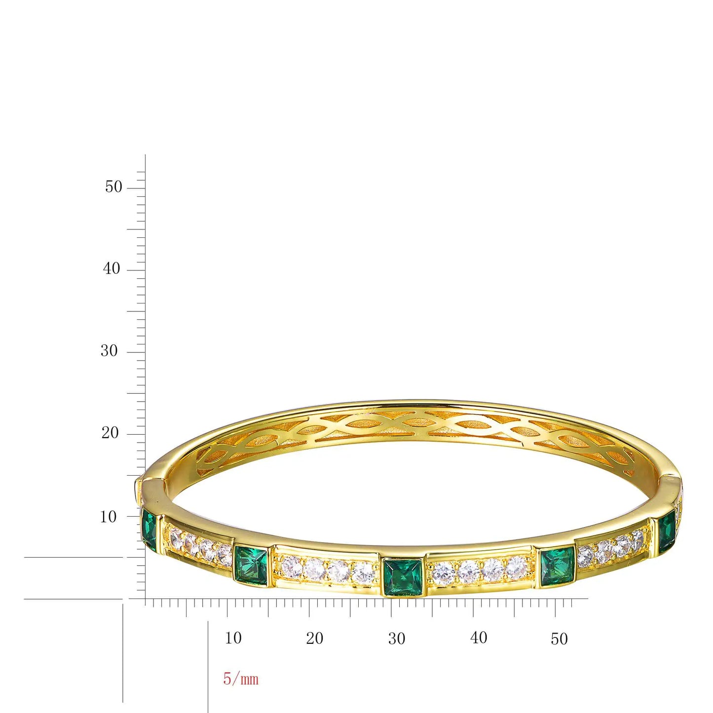 Custom Gold Plated CZ & Spinel Lab Created Emerald Diamond Bangles