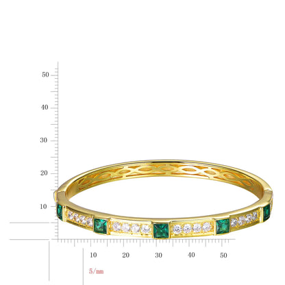 Custom Gold Plated CZ & Spinel Lab Created Emerald Diamond Bangles