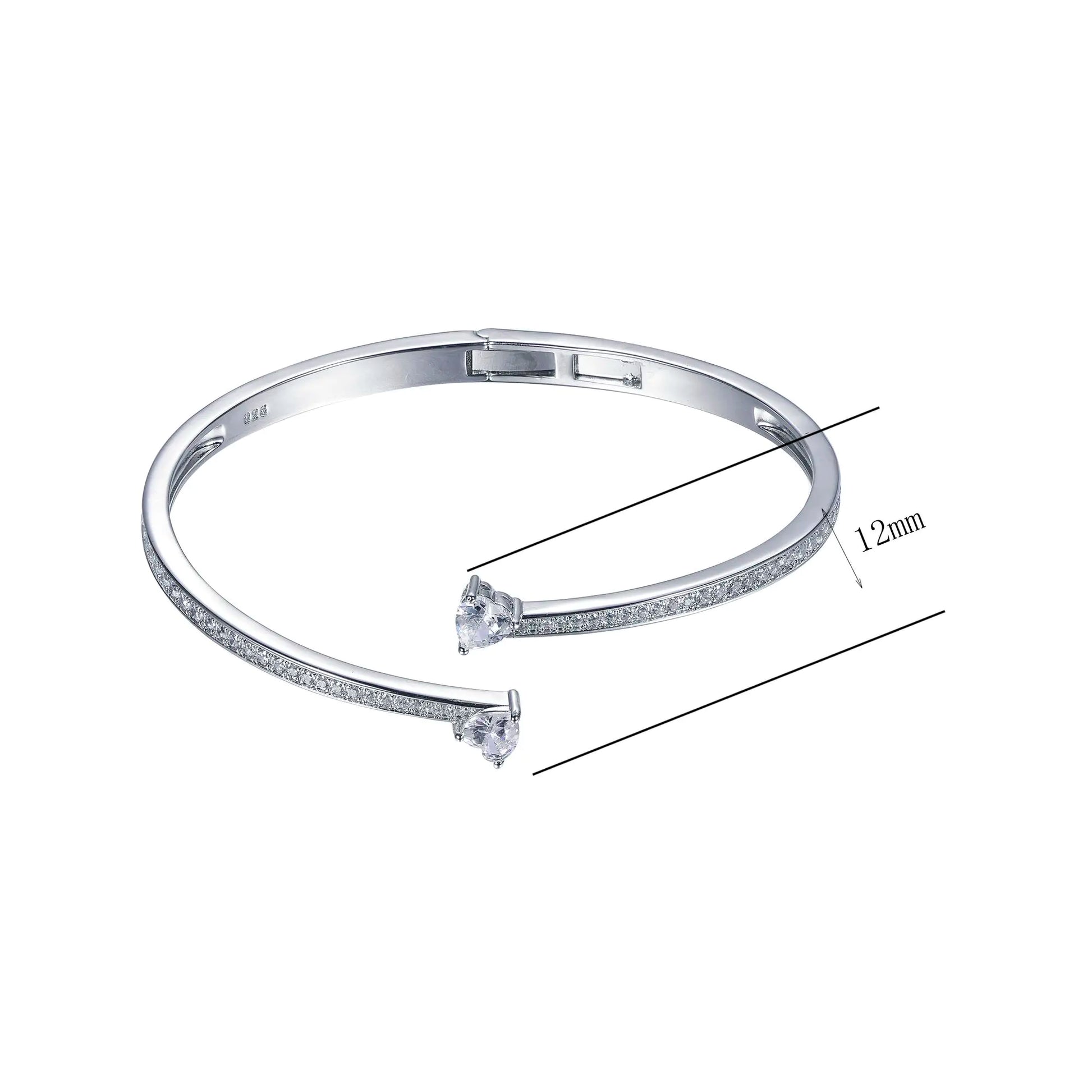 Custom Heart Shape Lab Grown Diamond Bangle Bracelet