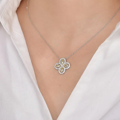 Custom Lab Created Citrine Four Leaf Clover Pendant​ for Women