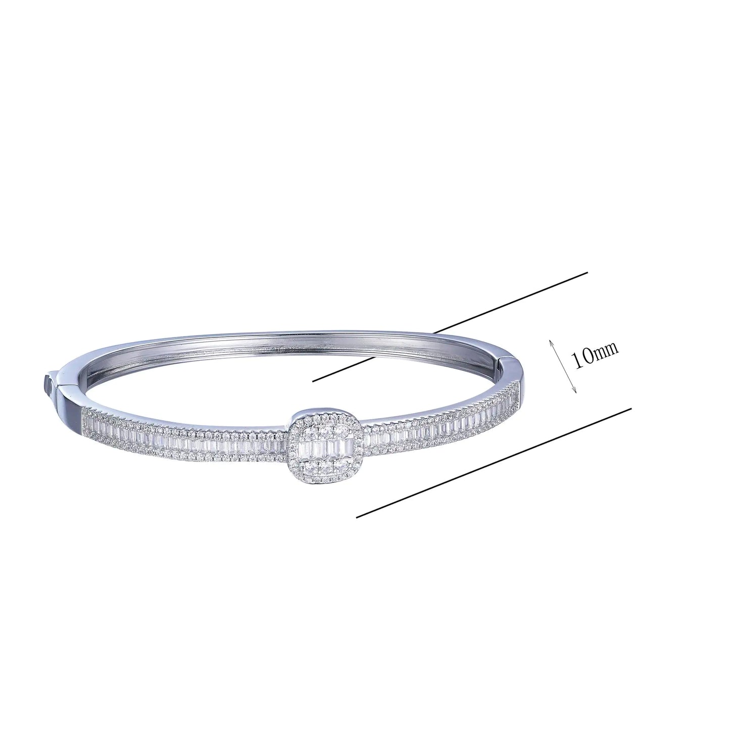 Custom Paved Cubic Zircon Square Accent Simple Bangles