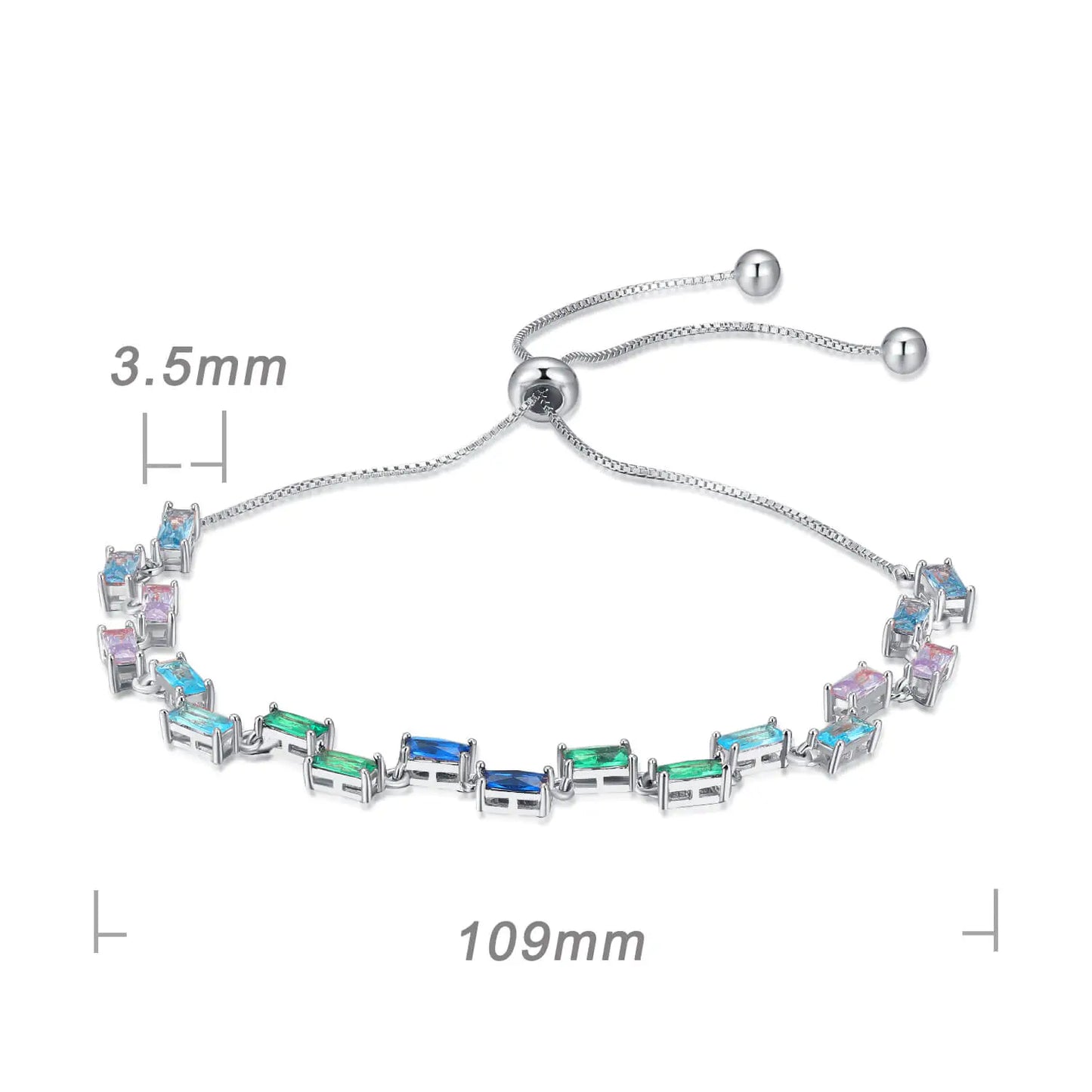 Custom Rectangle Spinel & Glass Multicolor Gemstone Bracelet