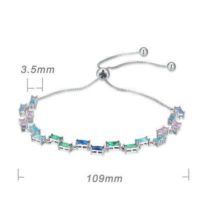 Custom Rectangle Spinel & Glass Multicolor Gemstone Bracelet