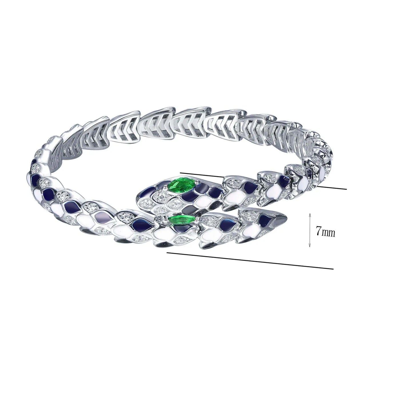 Custom Silver Black Spotted Snake Bangle Bracelet