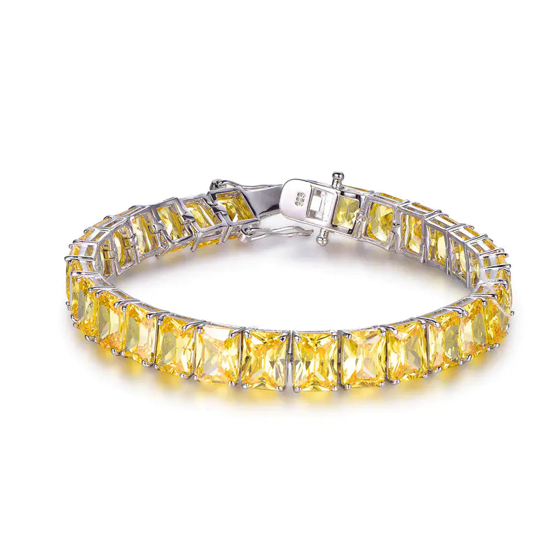 Custom Silver CZ Lab Created Citrine Tennis Bracelet​