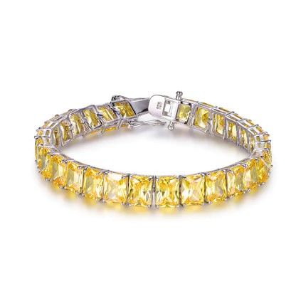 Custom Silver CZ Lab Created Citrine Tennis Bracelet​