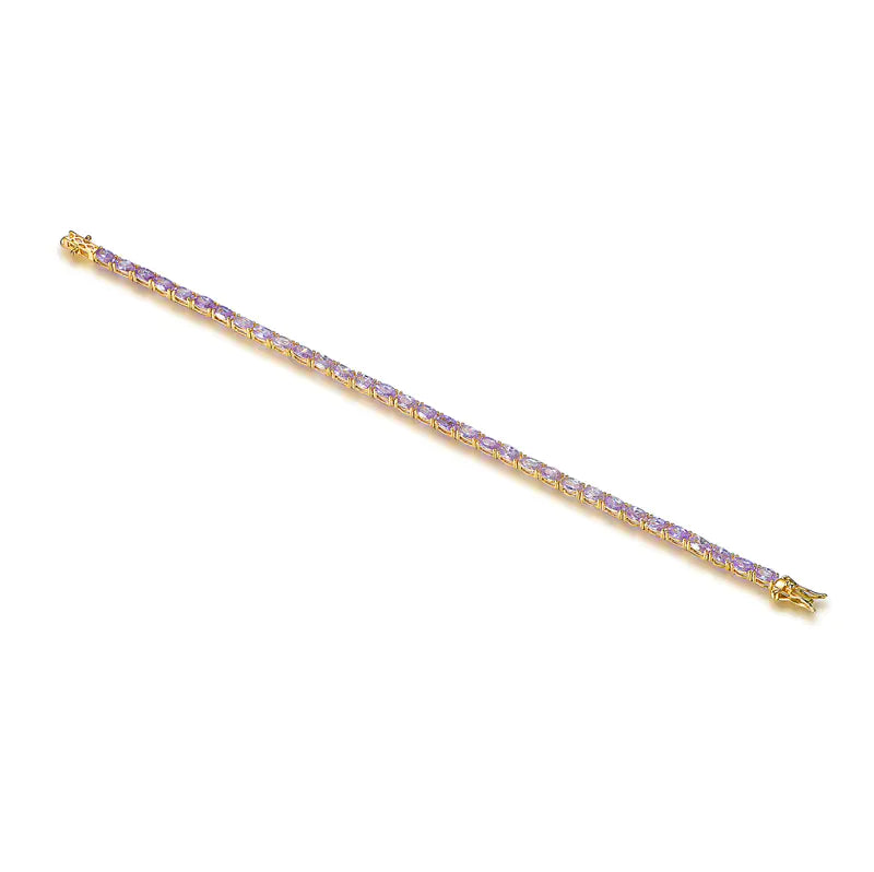Custom Silver CZ Lab Created Light Purple Diamond Tennis Bracelet​