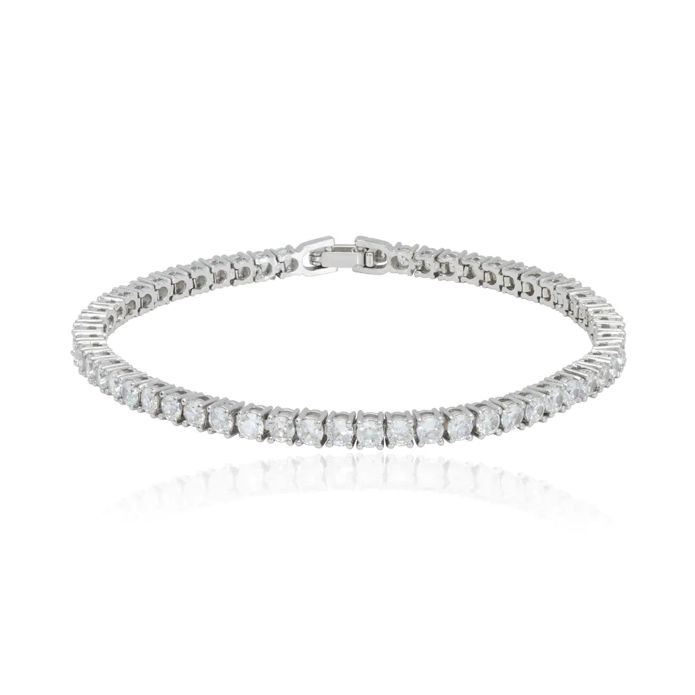 Custom Silver CZ Lab Created Small Diamond Tennis Bracelet