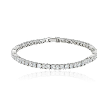 Custom Silver CZ Lab Created Small Diamond Tennis Bracelet
