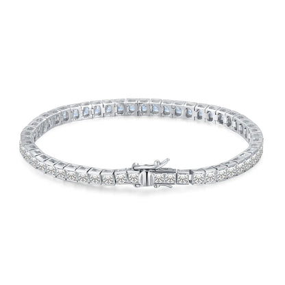 Custom Silver CZ Lab Created Square Diamond Tennis Bracelet