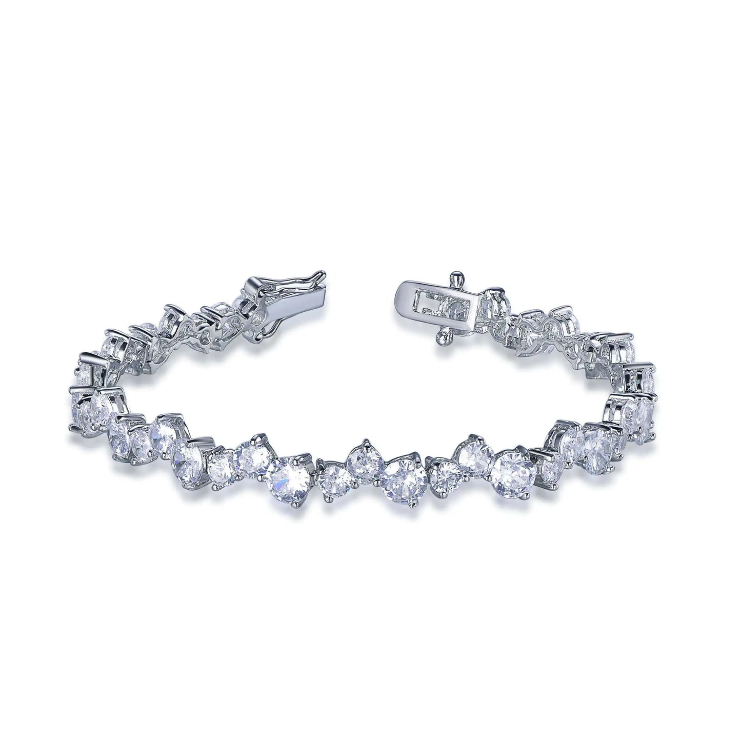 Custom Silver CZ Simulated Diamond Link Chain Bracelet​