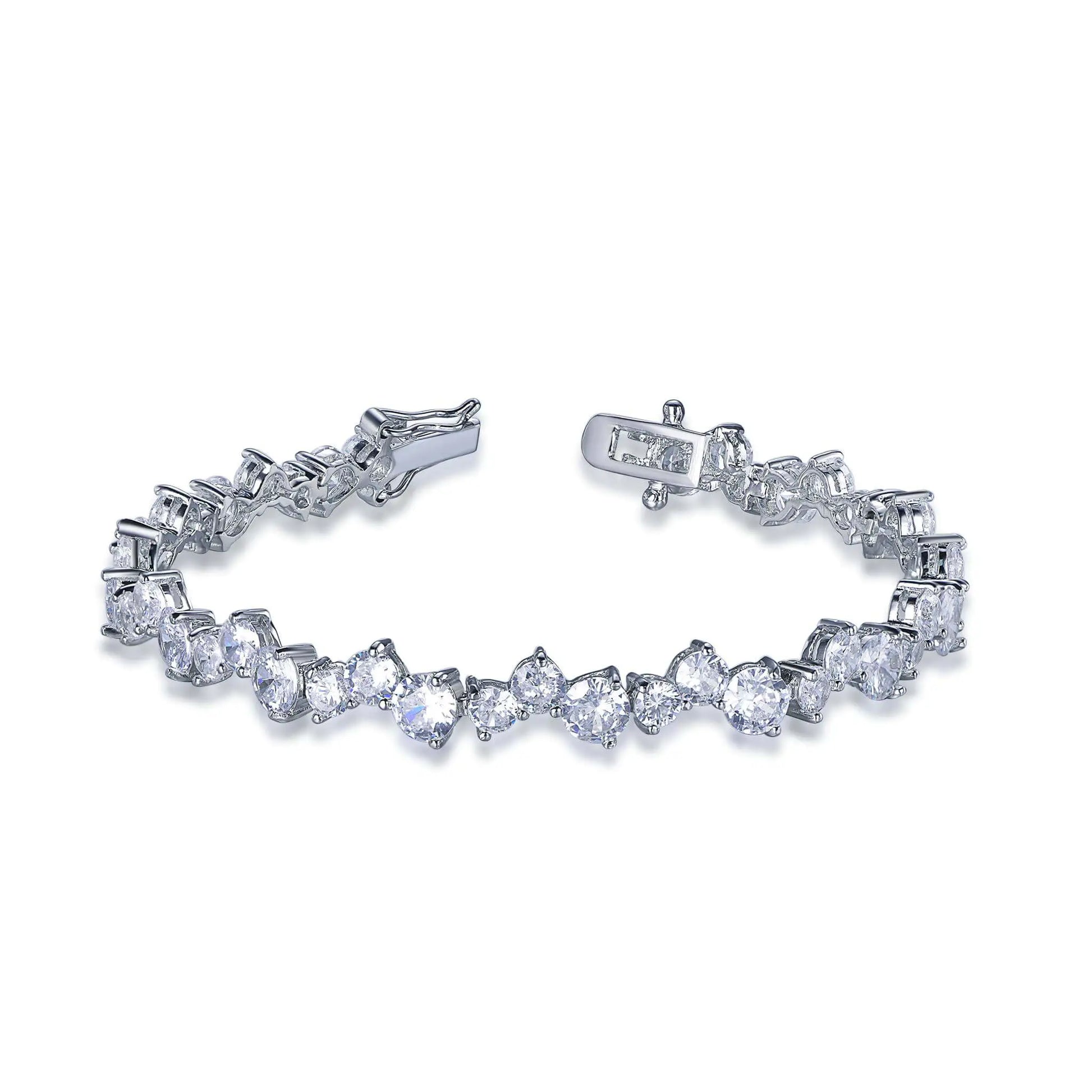 Custom Silver CZ Simulated Diamond Link Chain Bracelet​