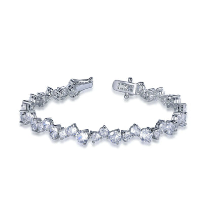 Custom Silver CZ Simulated Diamond Link Chain Bracelet​