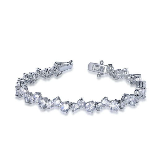 Custom Silver CZ Simulated Diamond Link Chain Bracelet​