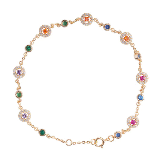 Custom Silver CZ & Spniel & Corundum Adjustable Multicolor Gemstone Bracelet