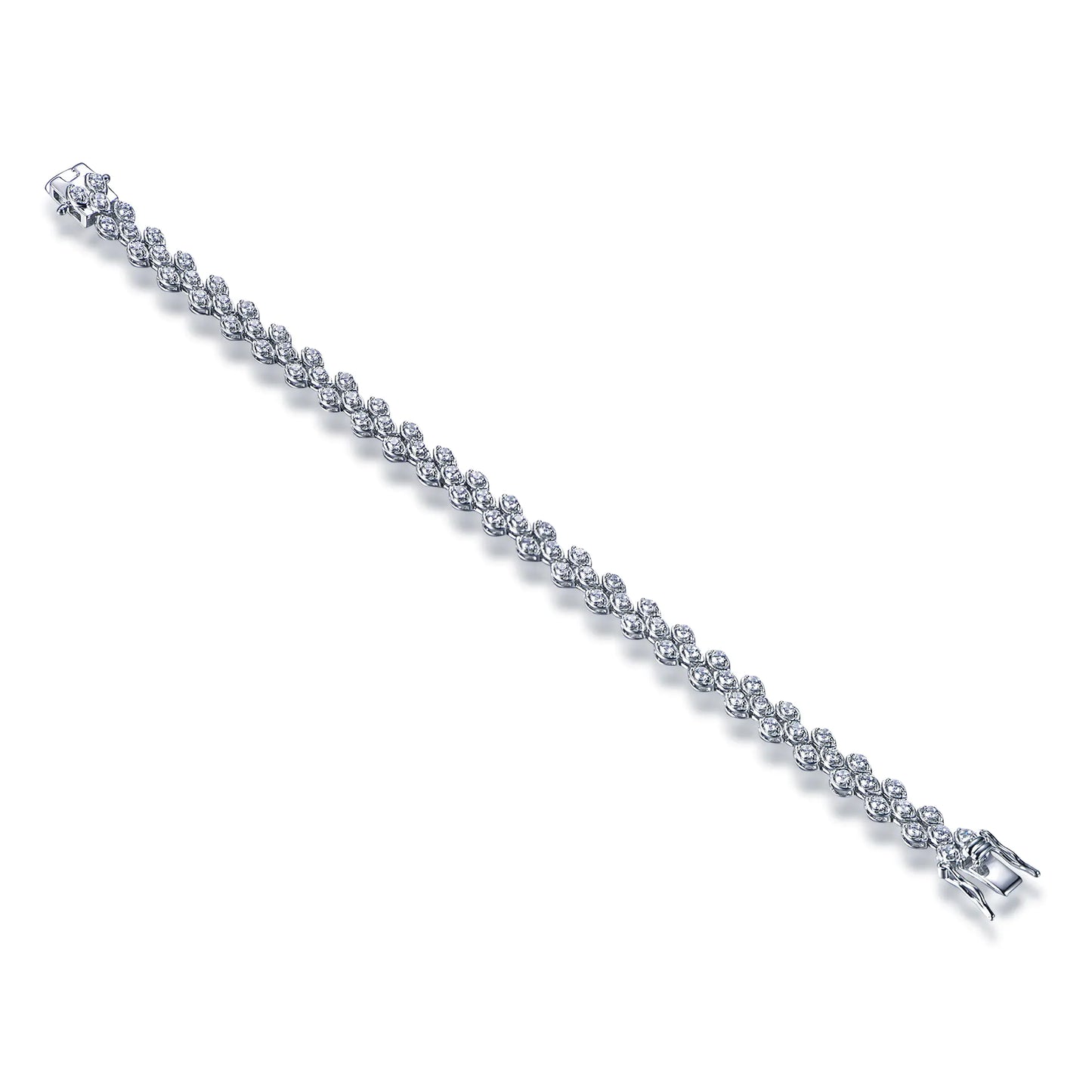 Custom Silver CZ Zigzagged Staggered Geometric Simple Tennis Bracelet​
