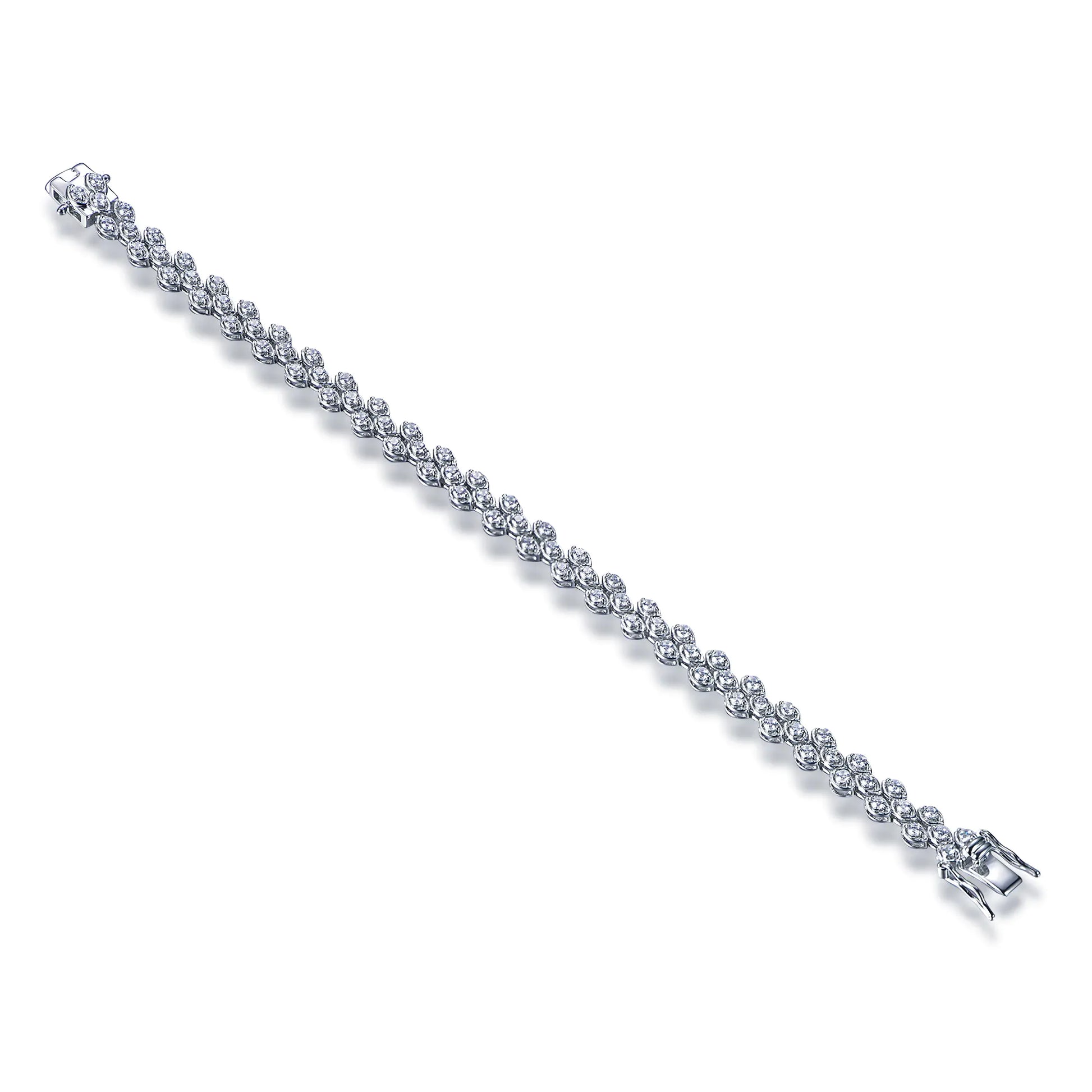 Custom Silver CZ Zigzagged Staggered Geometric Simple Tennis Bracelet​